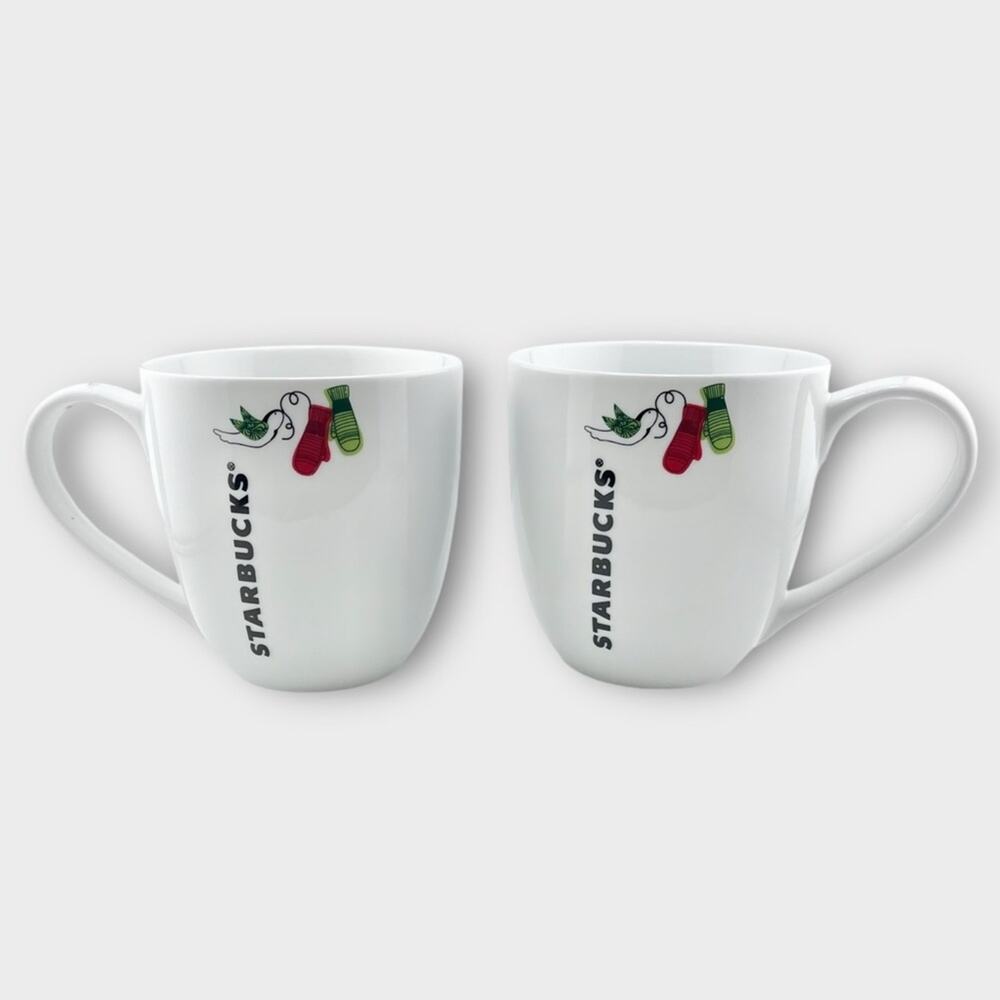 STARBUCKS 2011 Christmas Holiday 13 Oz Coffee Mug Set of 2 Collectible - Picture 2 of 5